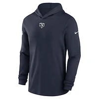 T-shirt à capuche manches longues Nike Chicago Bears Sideline Performance pour homme, bleu marine