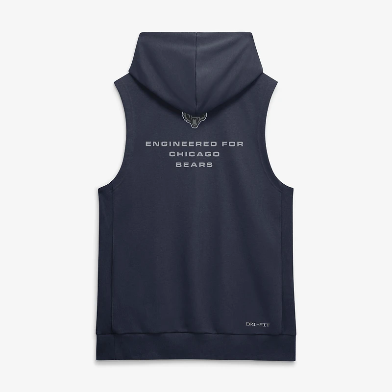 Men's Nike Navy Chicago Bears Sideline Standard Issue Dri-FIT Sleeveless Hoodie