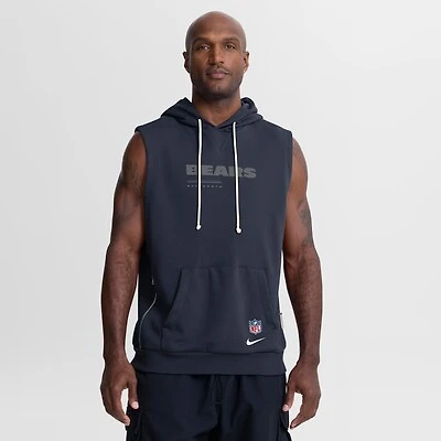 Men's Nike Navy Chicago Bears Sideline Standard Issue Dri-FIT Sleeveless Hoodie