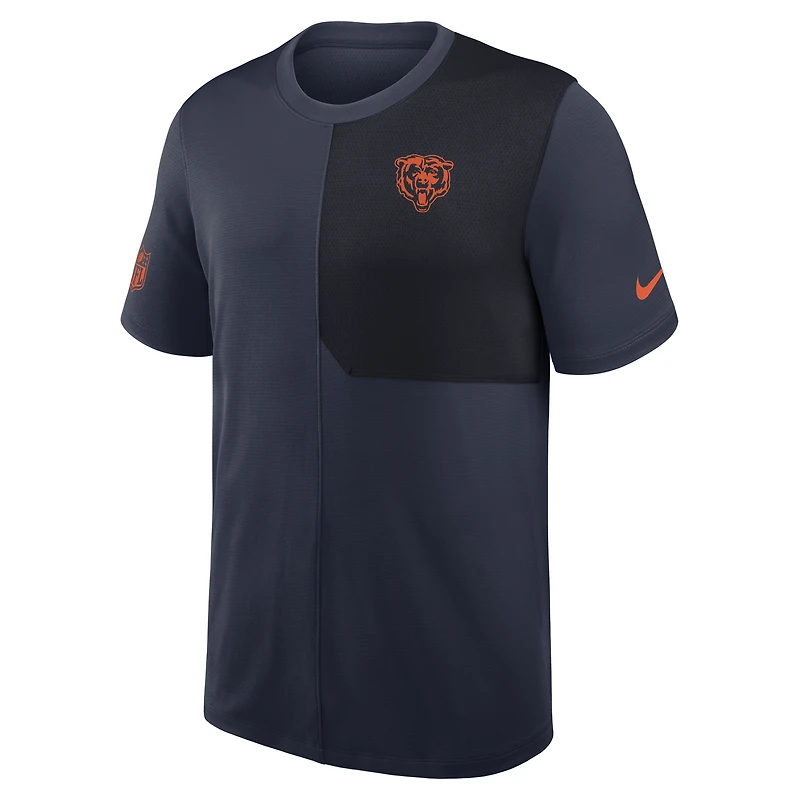 T-shirt d'entraîneur Nike Dri-Fit Sideline UV bleu marine Chicago Bears pour homme