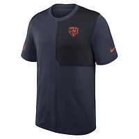 T-shirt d'entraîneur Nike Dri-Fit Sideline UV bleu marine Chicago Bears pour homme