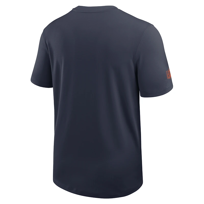 T-shirt d'entraîneur Nike Dri-Fit Sideline UV bleu marine Chicago Bears pour homme
