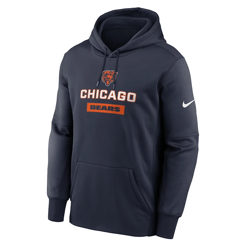 Men's Nike Navy Chicago Bears Toss Sweep Performance Pullover Hoodie
