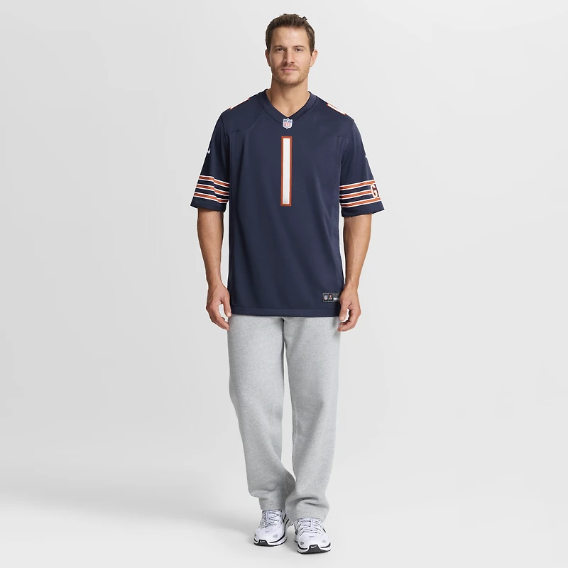 Maillot de match Nike numéro 1 Groom pour hommes, bleu marine, Chicago Bears