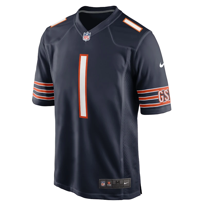 Maillot de match Nike numéro 1 Groom pour hommes, bleu marine, Chicago Bears