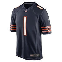 Maillot de match Nike numéro 1 Groom pour hommes, bleu marine, Chicago Bears