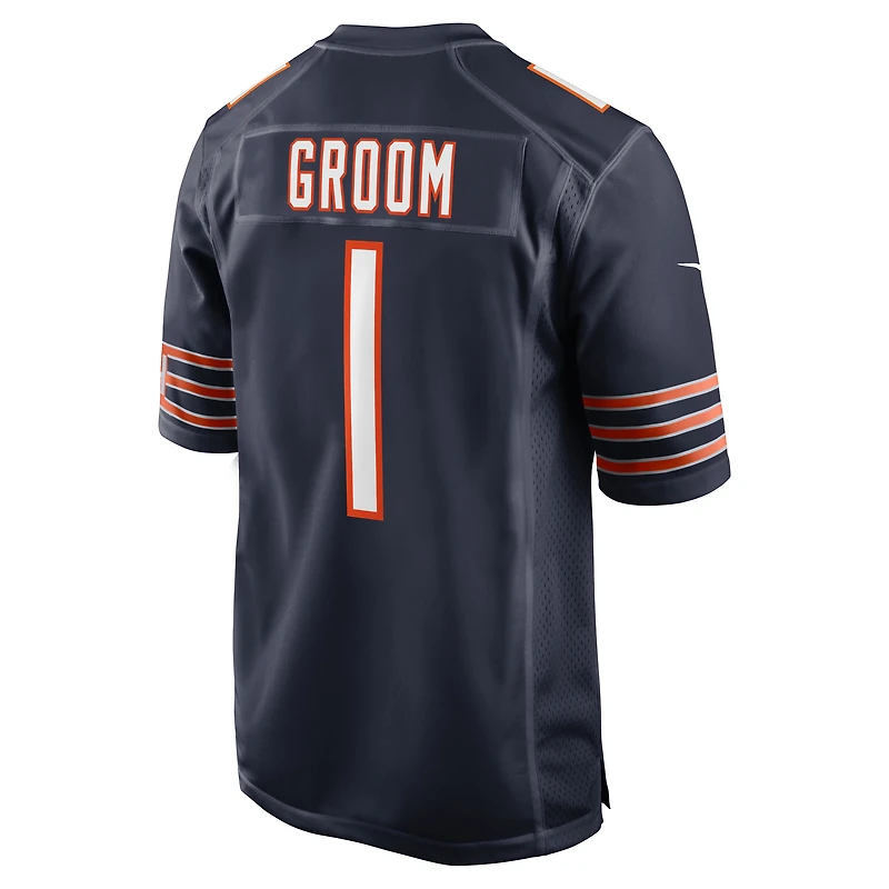 Maillot de match Nike numéro 1 Groom pour hommes, bleu marine, Chicago Bears