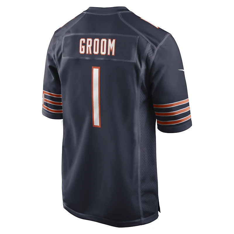 Maillot de match Nike numéro 1 Groom pour hommes, bleu marine, Chicago Bears