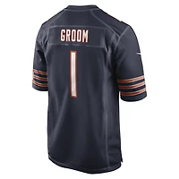 Maillot de match Nike numéro 1 Groom pour hommes, bleu marine, Chicago Bears