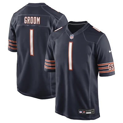 Men's Nike Number 1 Groom Navy Chicago Bears Game Jersey