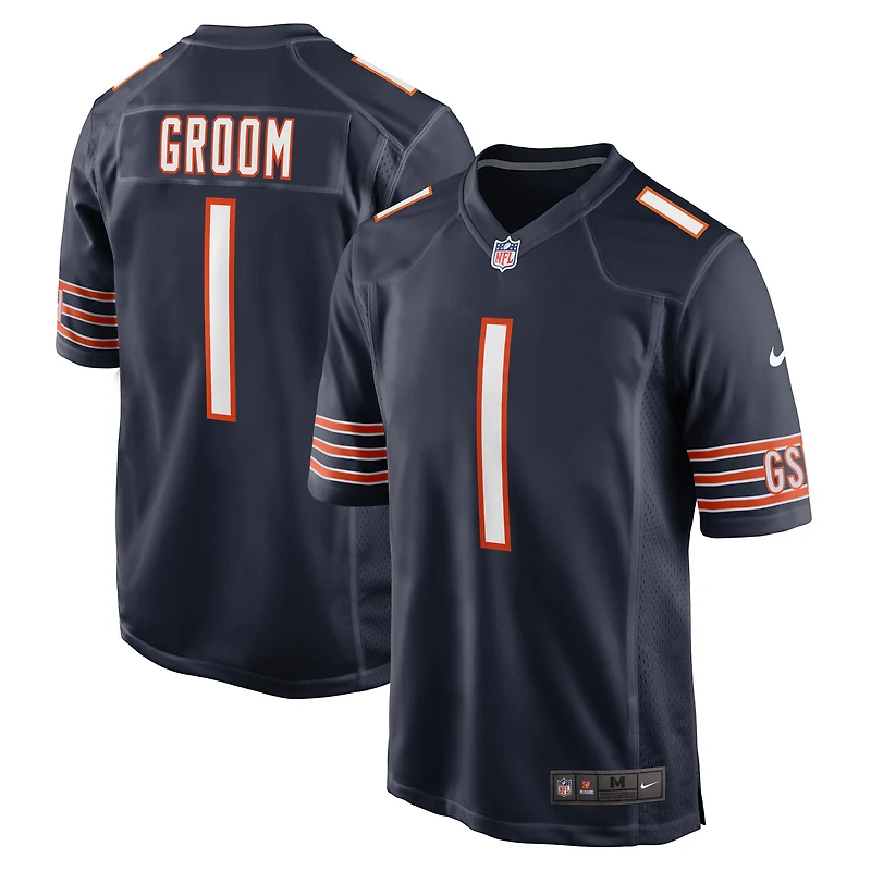 Maillot de match Nike numéro 1 Groom pour hommes, bleu marine, Chicago Bears