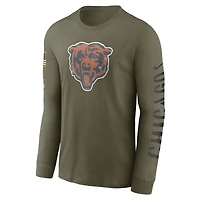 Nike Olive Chicago Bears 2022 Salute To Service - T-shirt à manches longues avec logo de l'équipe pour homme