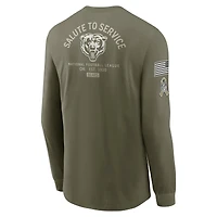T-shirt Nike olive à manches longues pour homme Chicago Bears 2025 Salute to Service Sideline