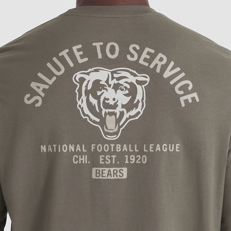 T-shirt Nike olive à manches longues pour homme Chicago Bears 2025 Salute to Service Sideline