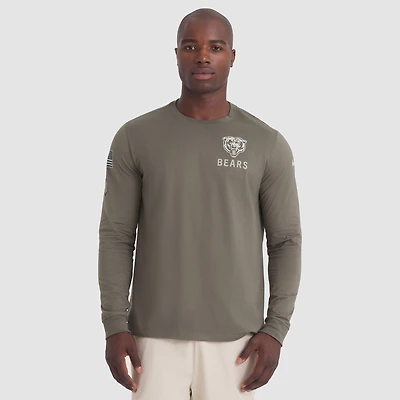 T-shirt Nike olive à manches longues pour homme Chicago Bears 2025 Salute to Service Sideline