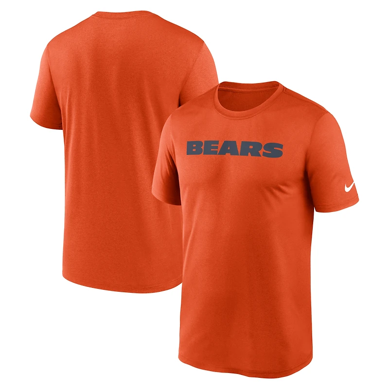 T-shirt Nike orange Chicago Bears Primetime Legend Wordmark Performance pour hommes
