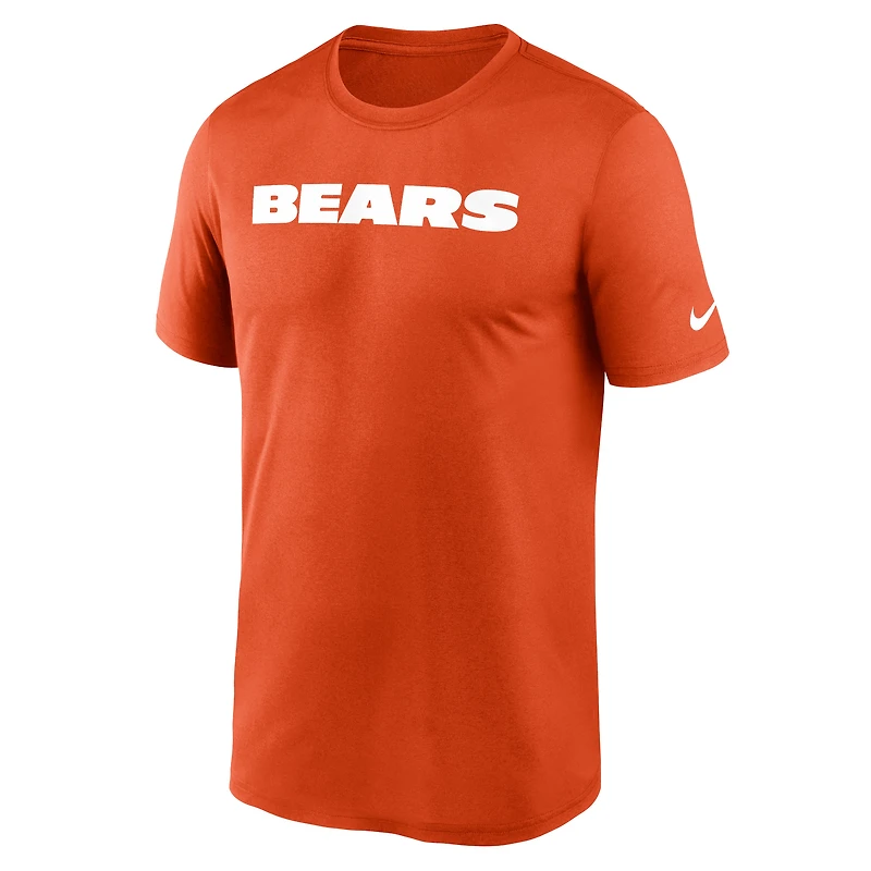 T-shirt Nike orange Chicago Bears Primetime Legend Wordmark Performance pour hommes