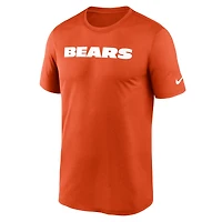 T-shirt Nike orange Chicago Bears Primetime Legend Wordmark Performance pour hommes
