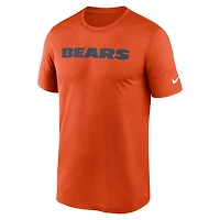 T-shirt Nike orange Chicago Bears Primetime Legend Wordmark Performance pour hommes