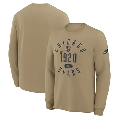 Men's Nike Tan Chicago Bears Blitz Package Rewind Slub Dri-FIT Long Sleeve T-Shirt