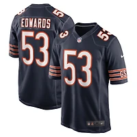 Maillot de joueur match Nike TJ Edwards pour hommes, bleu marine, Chicago Bears