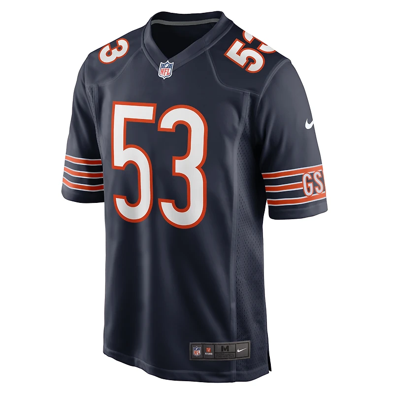 Maillot de joueur match Nike TJ Edwards pour hommes, bleu marine, Chicago Bears