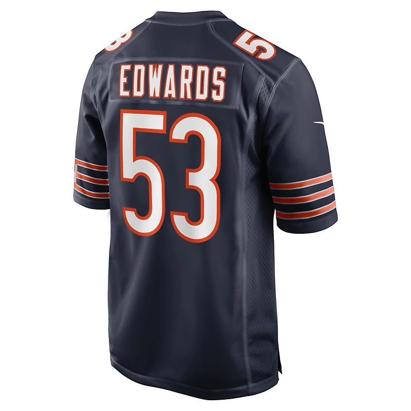 Maillot de joueur match Nike TJ Edwards pour hommes, bleu marine, Chicago Bears