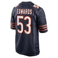 Maillot de joueur match Nike TJ Edwards pour hommes, bleu marine, Chicago Bears