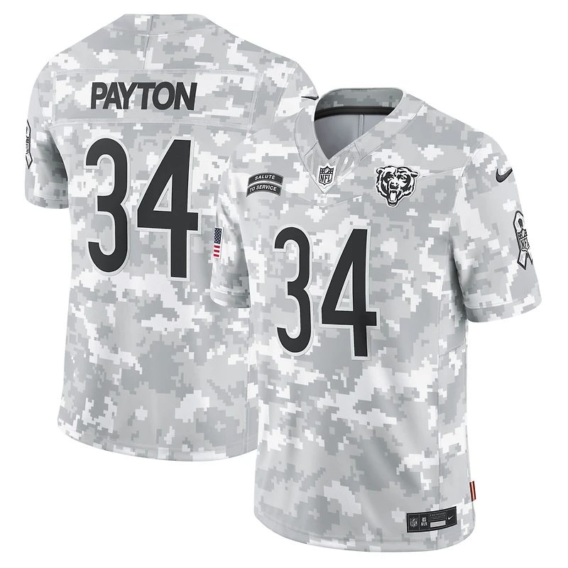 Maillot Nike Walter Payton Arctic Camo Chicago Bears 2024 Salute to Service pour homme, édition limitée, joueur retraité
