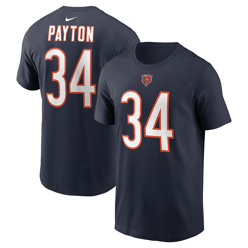 T-shirt Nike Walter Payton pour hommes, bleu marine, nom et numéro du joueur retraité des Chicago Bears