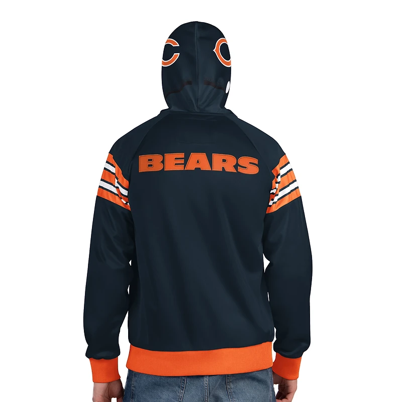 Veste de survêtement à capuche entièrement zippée Pro Player bleu marine/orange pour homme des Chicago Bears
