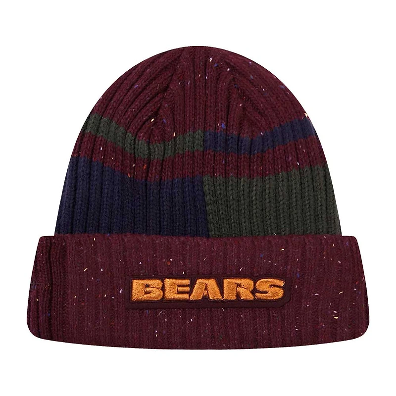 Bonnet en tricot moucheté à revers Chicago Bears Pro Standard bordeaux pour hommes