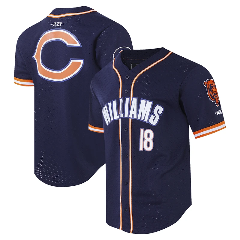 Maillot de baseball boutonné en maille bleu marine Pro Standard Caleb Williams des Chicago Bears pour homme
