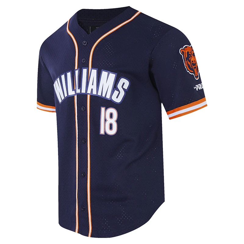 Maillot de baseball boutonné en maille bleu marine Pro Standard Caleb Williams des Chicago Bears pour homme