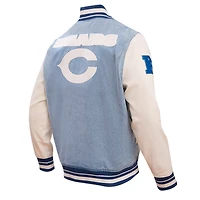 Veste universitaire à bouton-pression Pro Standard Denim Chicago Bears Varsity Blues pour hommes