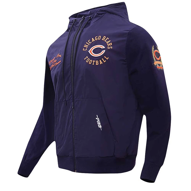 Men's Pro Standard Navy Chicago Bears Hybrid Woven Full-Zip Hoodie