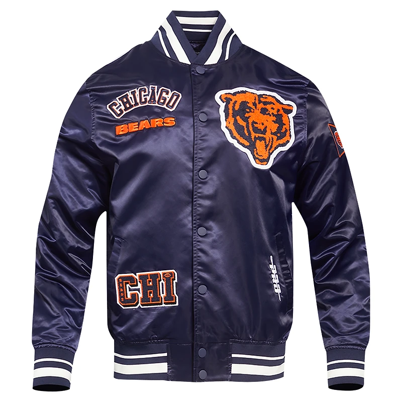 Men's Pro Standard Navy Chicago Bears Sublimated Satin Full-Snap Jacket