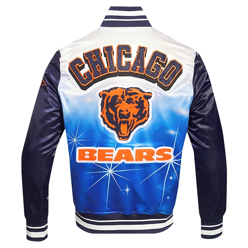 Men's Pro Standard Navy Chicago Bears Sublimated Satin Full-Snap Jacket