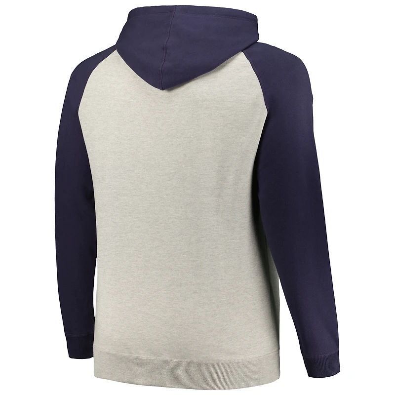 Profil pour hommes gris chiné/marine Chicago Bears Big & Tall Favorite Arch Throwback Raglan Pull à capuche