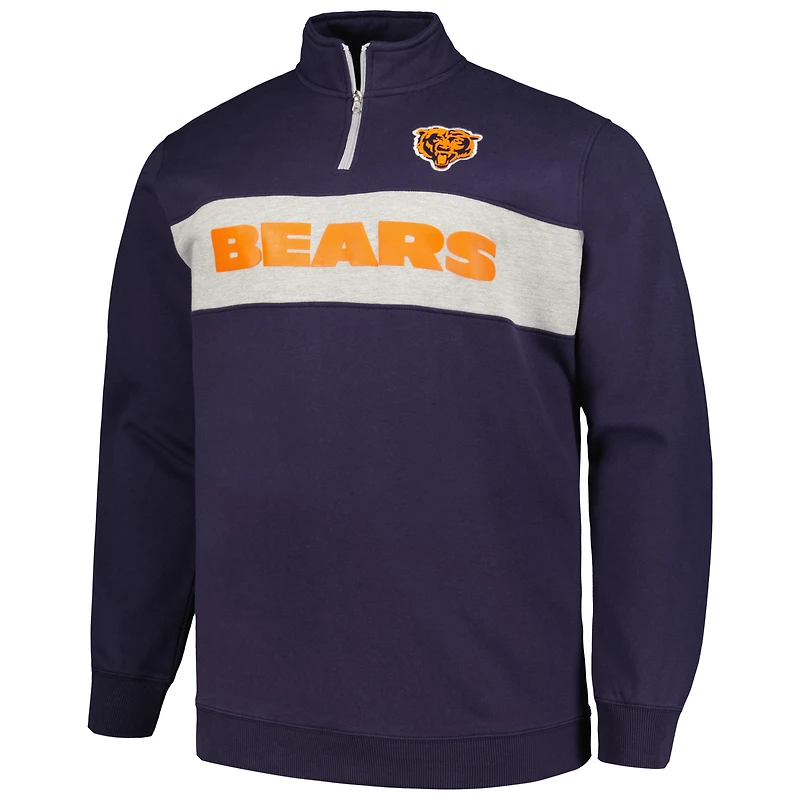 Veste en polaire à quart de zip pour hommes Profile Navy Chicago Bears Big & Tall