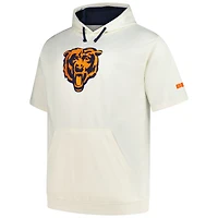 Sweat à capuche manches courtes pour homme avec imprimé et logo des Chicago Bears, grande taille profil Oatmeal