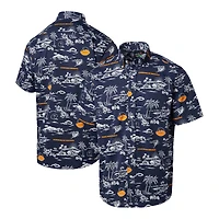 Chemise boutonnée pour homme Reyn Spooner bleu marine Chicago Bears à imprimé Kekai rétro