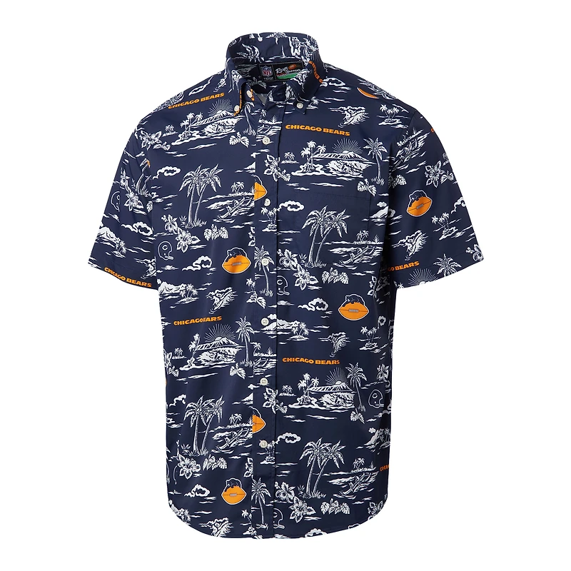 Men's Reyn Spooner Navy Chicago Bears Throwback Kekai Print Button-Up Shirt