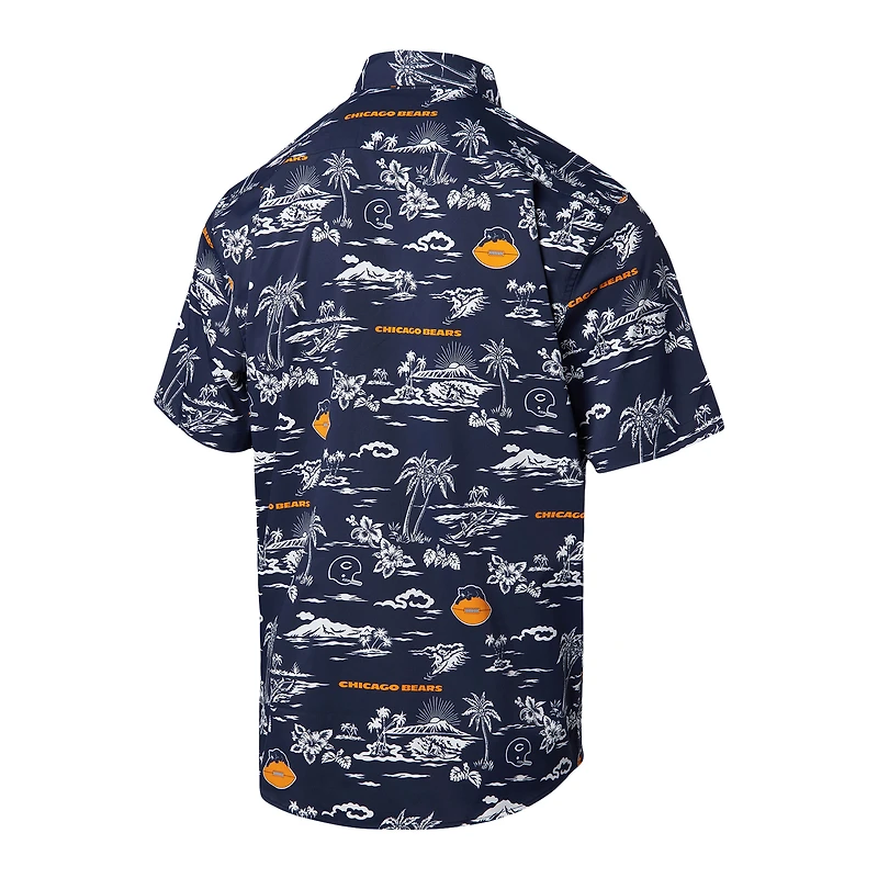 Men's Reyn Spooner Navy Chicago Bears Throwback Kekai Print Button-Up Shirt