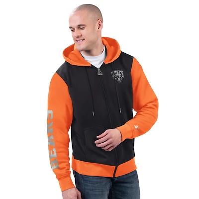 Men's Starter Black/Orange Chicago Bears Thursday Night Gridiron Full-Zip Hoodie