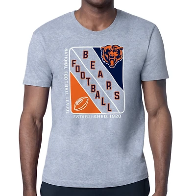 T-shirt gris chiné pour homme avec logo du bouclier des Chicago Bears