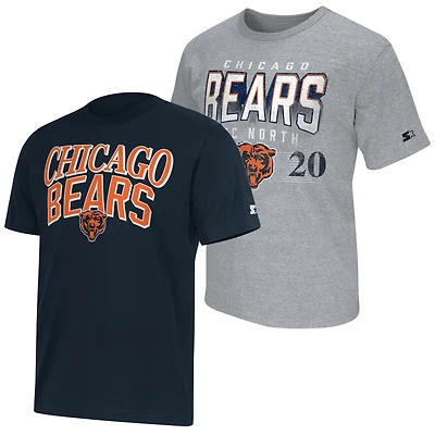 Men's Starter  Navy/Gray Chicago Bears Two-Pack Logo T-Shirt Set
