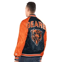 Men's Starter  Navy/Orange Chicago Bears Inductee Raglan Full-Snap Varsity Jacket