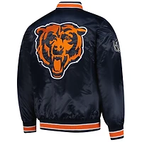Men's Starter Navy/Orange Chicago Bears Satin Varsity Full-Snap Reversible Jacket