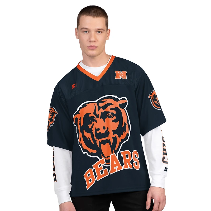 Men's Starter Navy/White Chicago Bears Short Sleeve & Long T-Shirt Combo Pack
